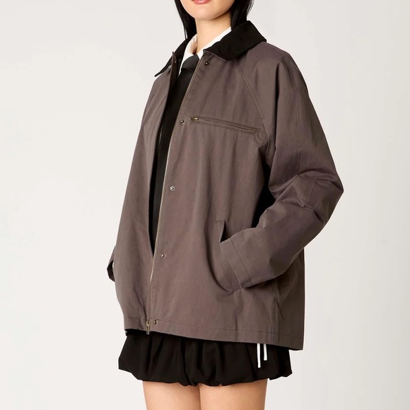 NIA Galilea Jacket in Charcoal with Black Collar - Picture 5 of 5